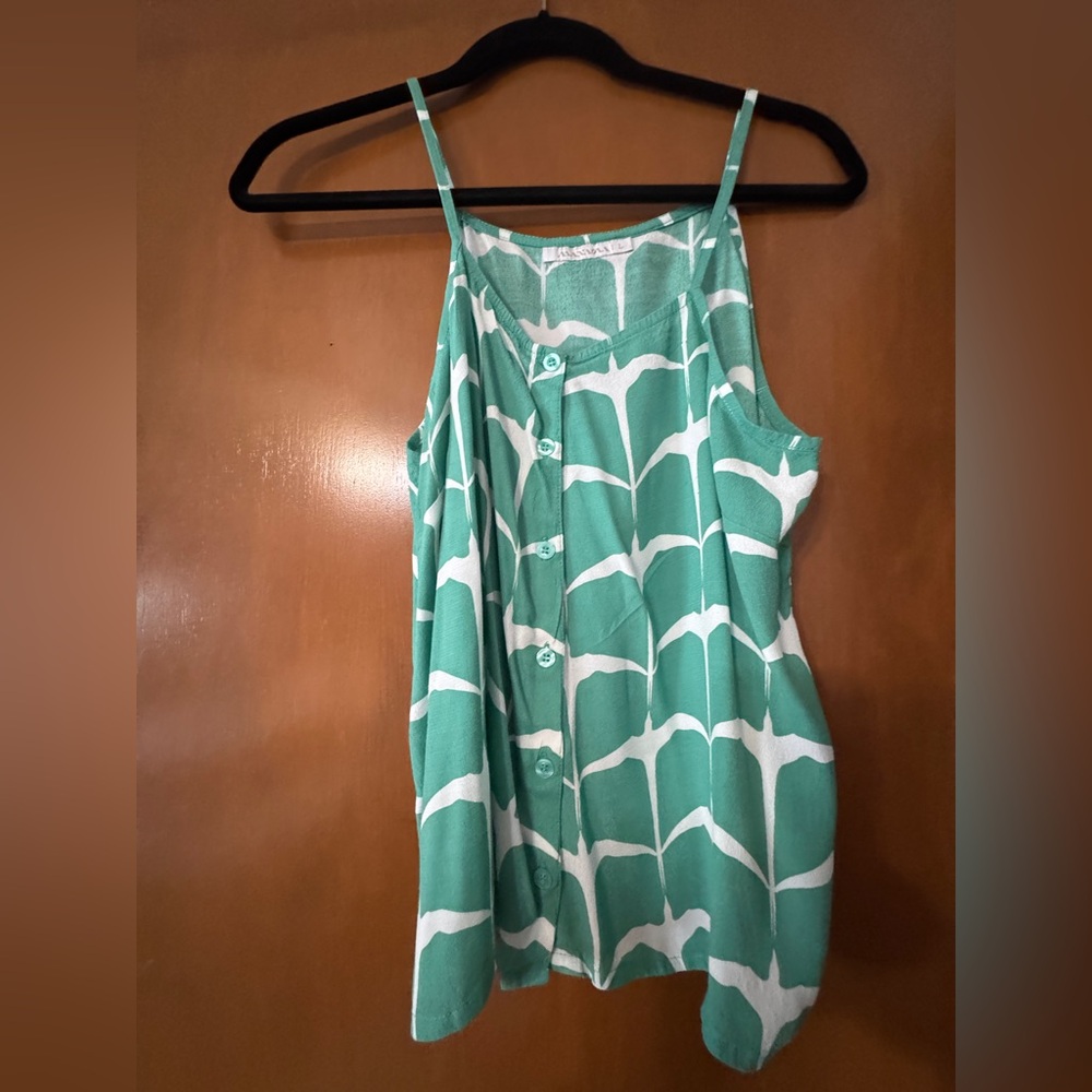 Manaola Teal and White Patterned Top